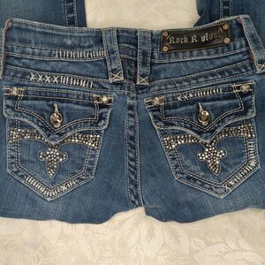 Rock Revival Jeans Womens 26 Celine Embellished Bootcut Lowrise Stretchy Y2K